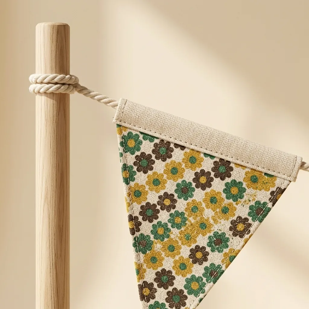 Bloom Bunting, 3 m, close-up of the print and stitching