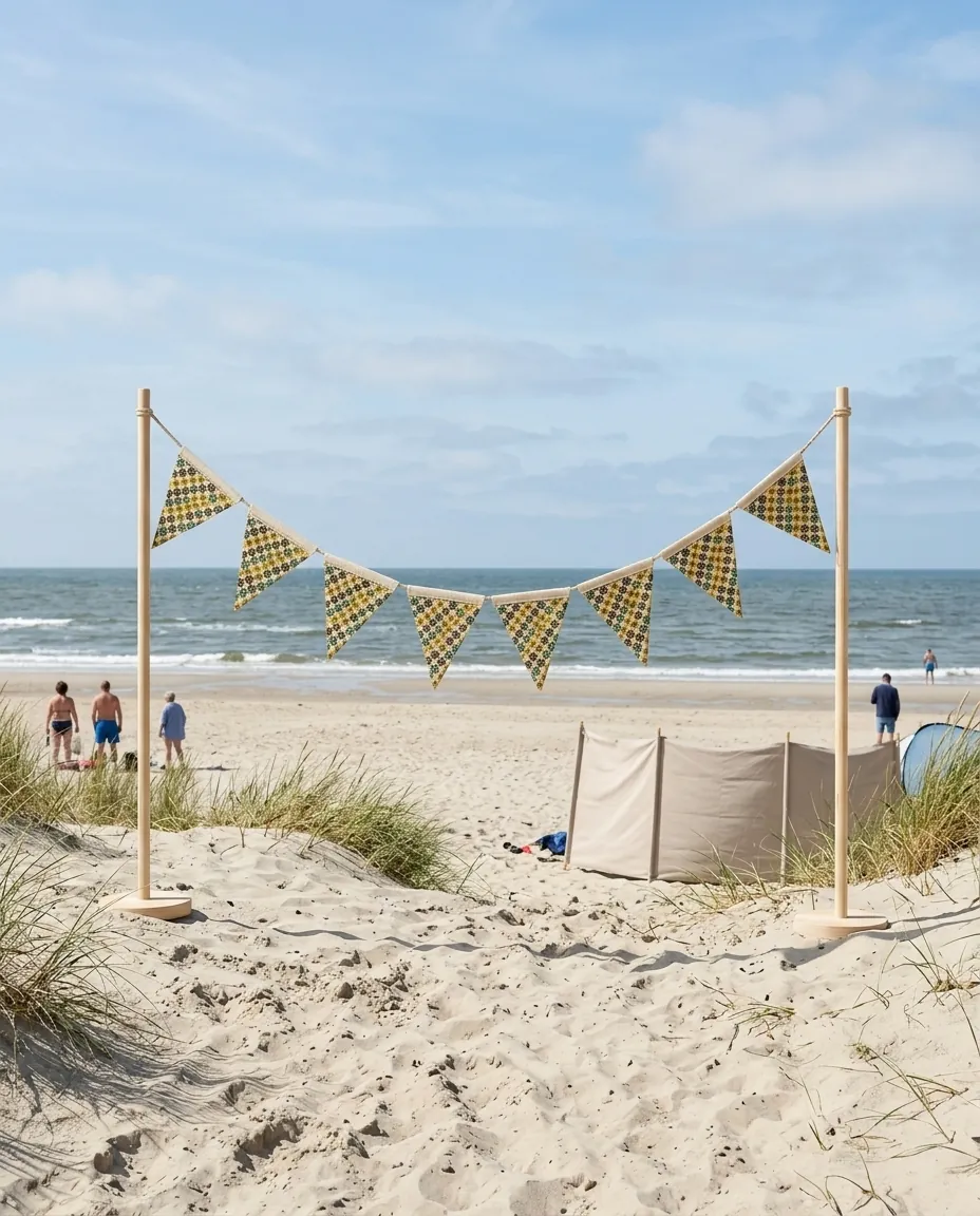 Bloom Bunting, 3 m set up on the beach