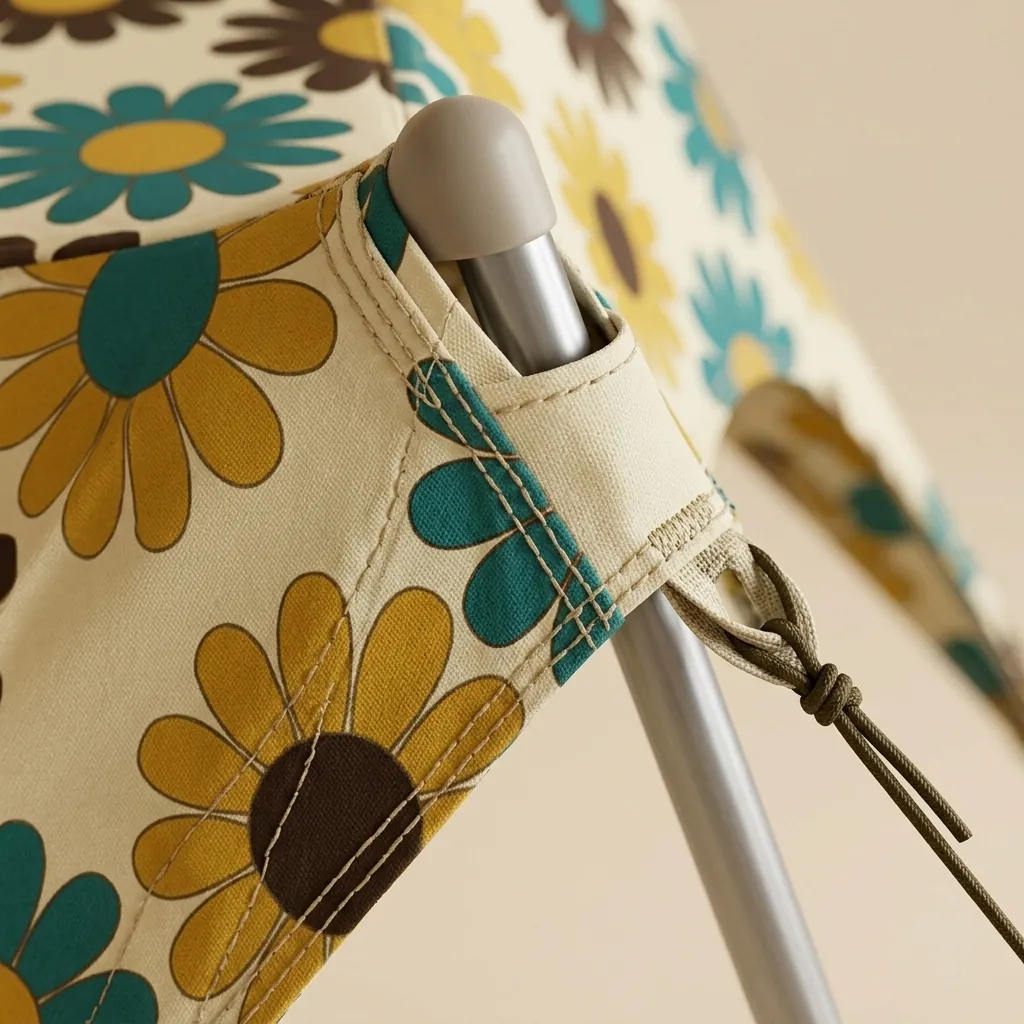 Bloom Family Shade, close-up of the print and stitching
