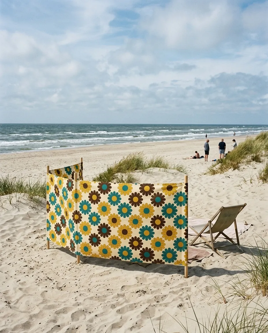 Bloom Seat Windbreak set up on the beach