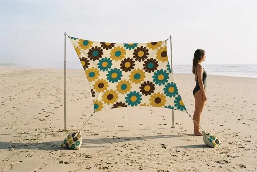 Bloom Shade Sail next to an adult for size