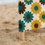 Bloom Windbreak, 4 Poles, close-up of the print and stitching