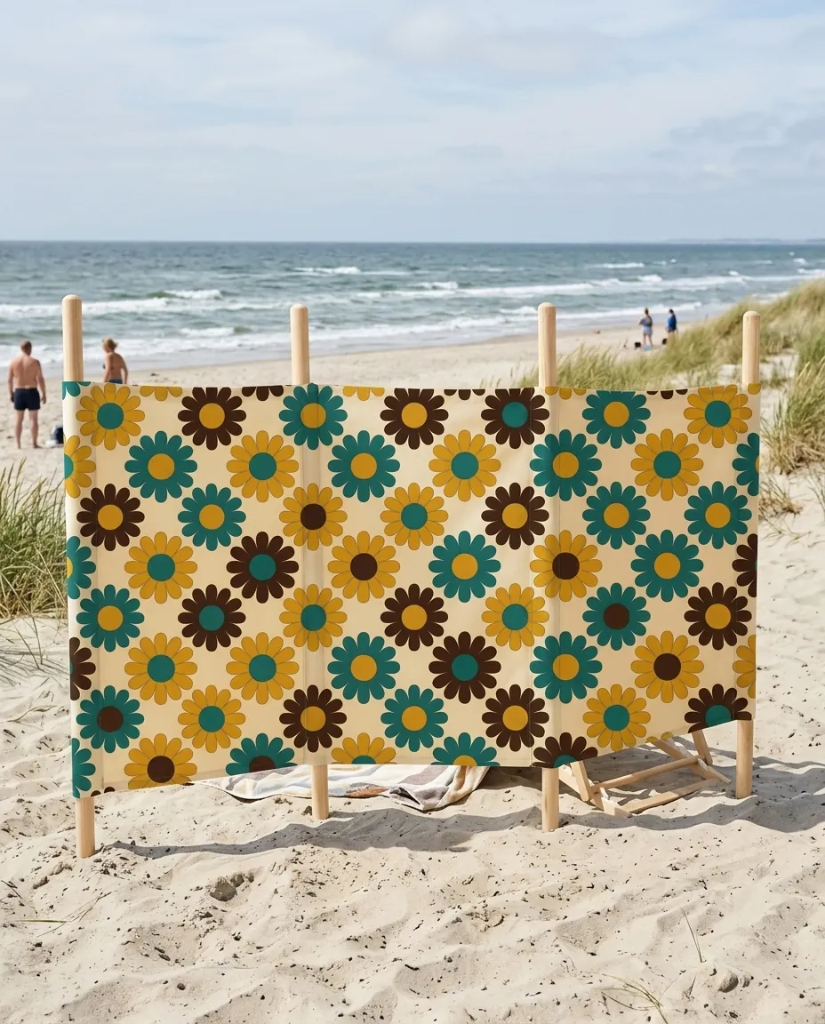 Bloom Windbreak, 4 Poles set up on the beach