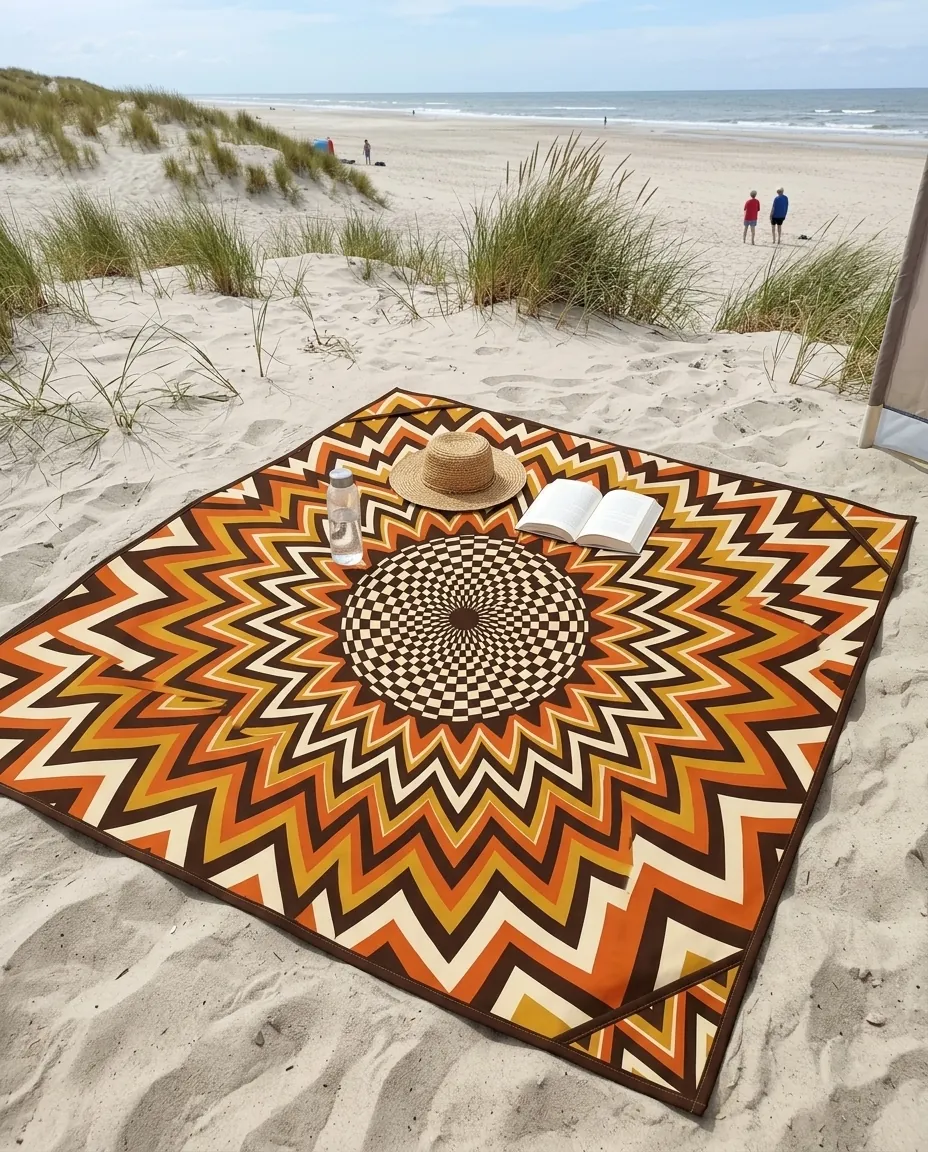 Helios Beach Blanket set up on the beach