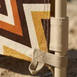 Helios Cabana Shade, close-up of the print and stitching