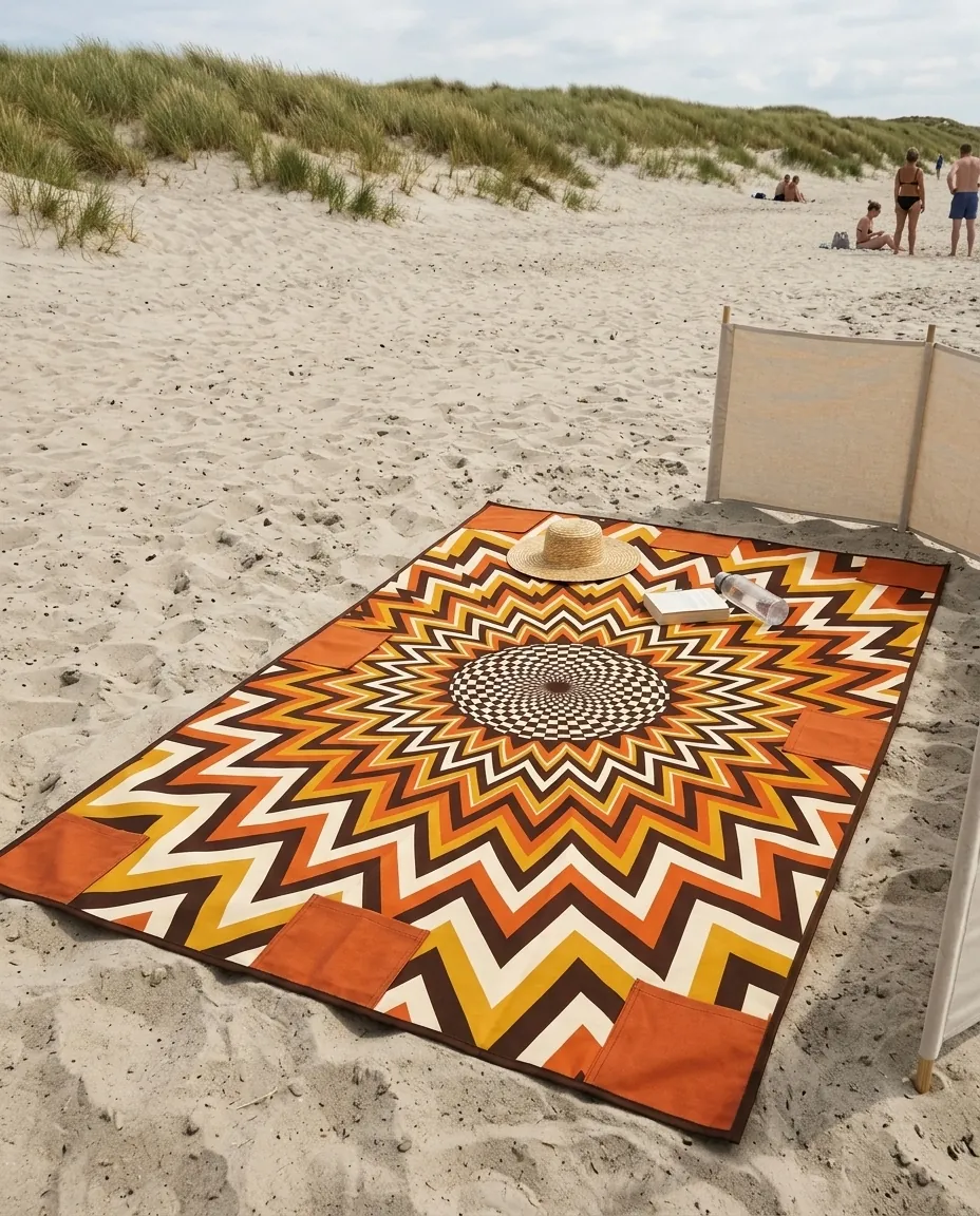 Helios Oversized Blanket set up on the beach