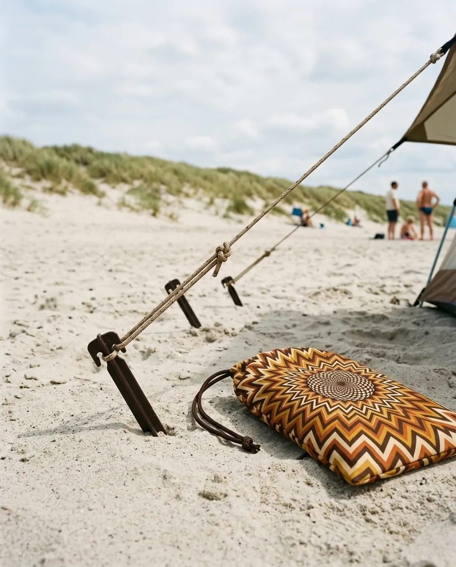 Helios Sand Peg Kit set up on the beach