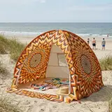 Helios Pop-Up Beach Tent set up on the beach