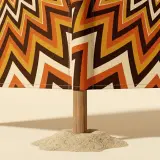 Helios Windbreak, 4 Poles, close-up of the print and stitching