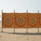 Helios Windbreak, 6 Poles next to an adult for size