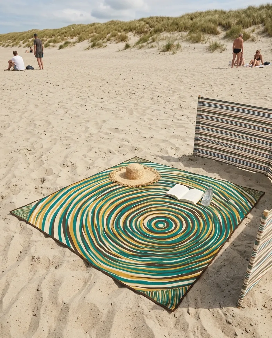 Ripple Beach Blanket set up on the beach
