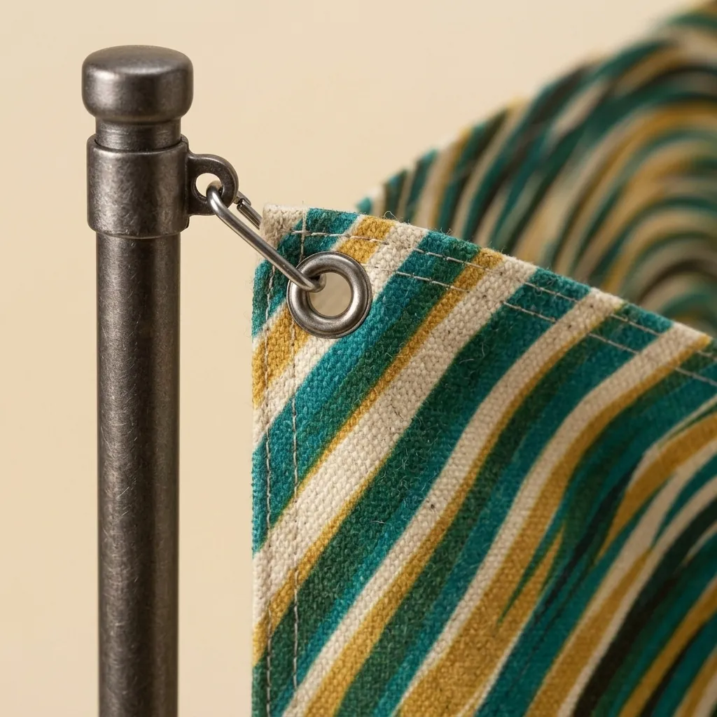 Ripple Pennant Flag, close-up of the print and stitching