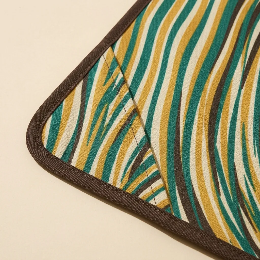 Ripple Roll-Up Mat, close-up of the print and stitching