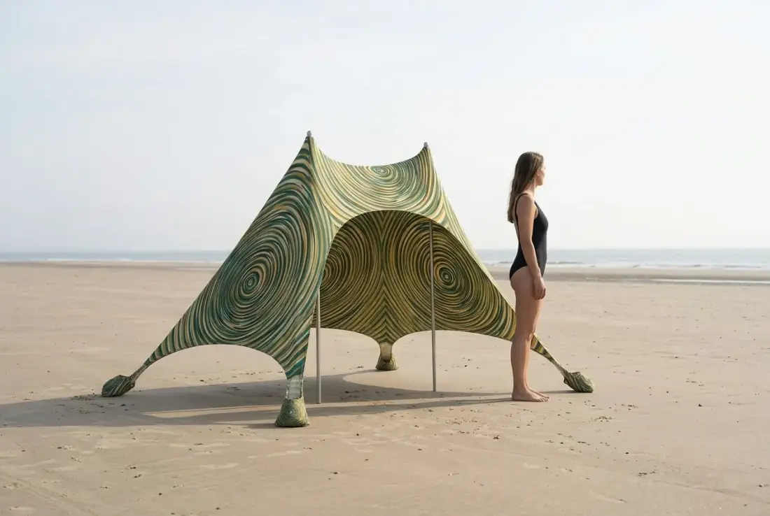 Ripple Stretch Shade next to an adult for size