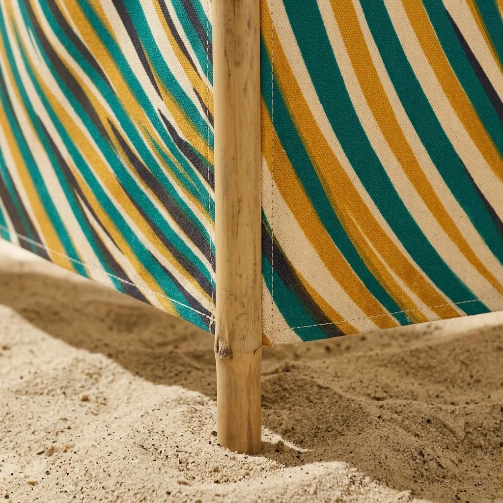 Ripple Windbreak, 4 Poles, close-up of the print and stitching