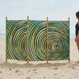 Ripple Windbreak, 4 Poles next to an adult for size