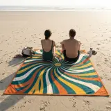 Spiral Beach Blanket next to an adult for size