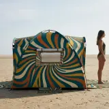 Spiral Dome Beach Tent next to an adult for size