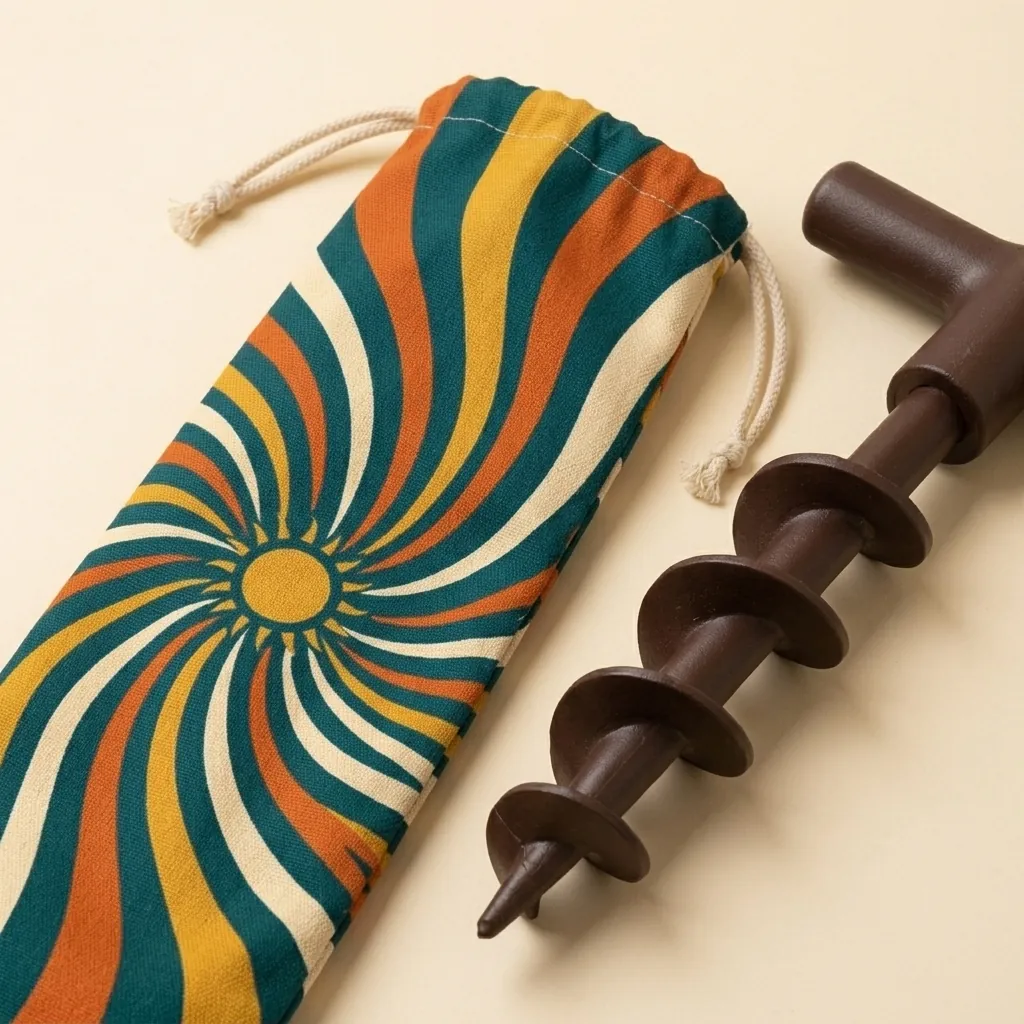 Spiral Sand Anchor Pair, close-up of the print and stitching