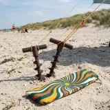 Spiral Sand Anchor Pair set up on the beach