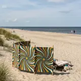 Spiral Windbreak, 4 Poles set up on the beach