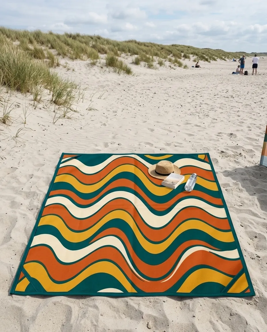 Swell Beach Blanket set up on the beach