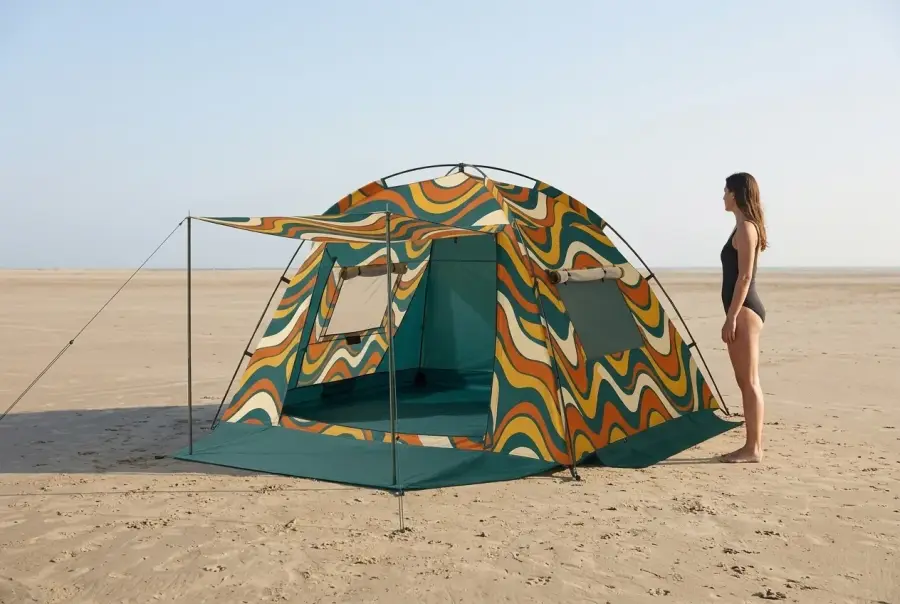 Swell Family Beach Tent next to an adult for size