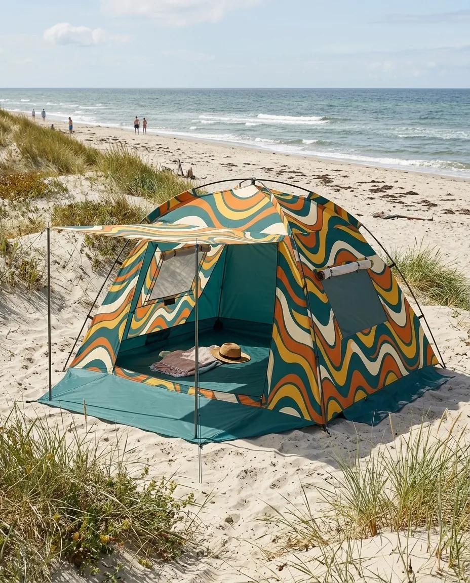 Swell Family Beach Tent set up on the beach