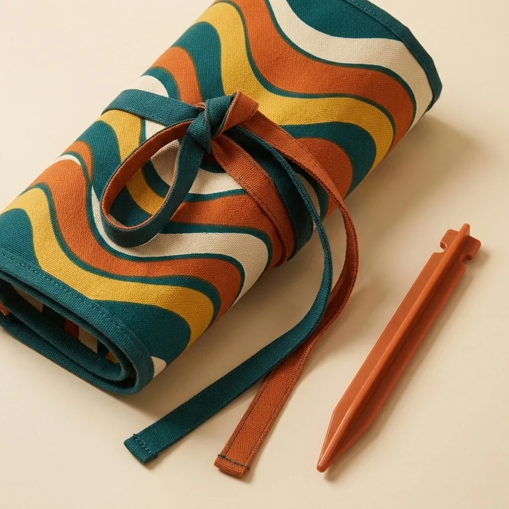 Swell Peg & Mallet Kit, close-up of the print and stitching