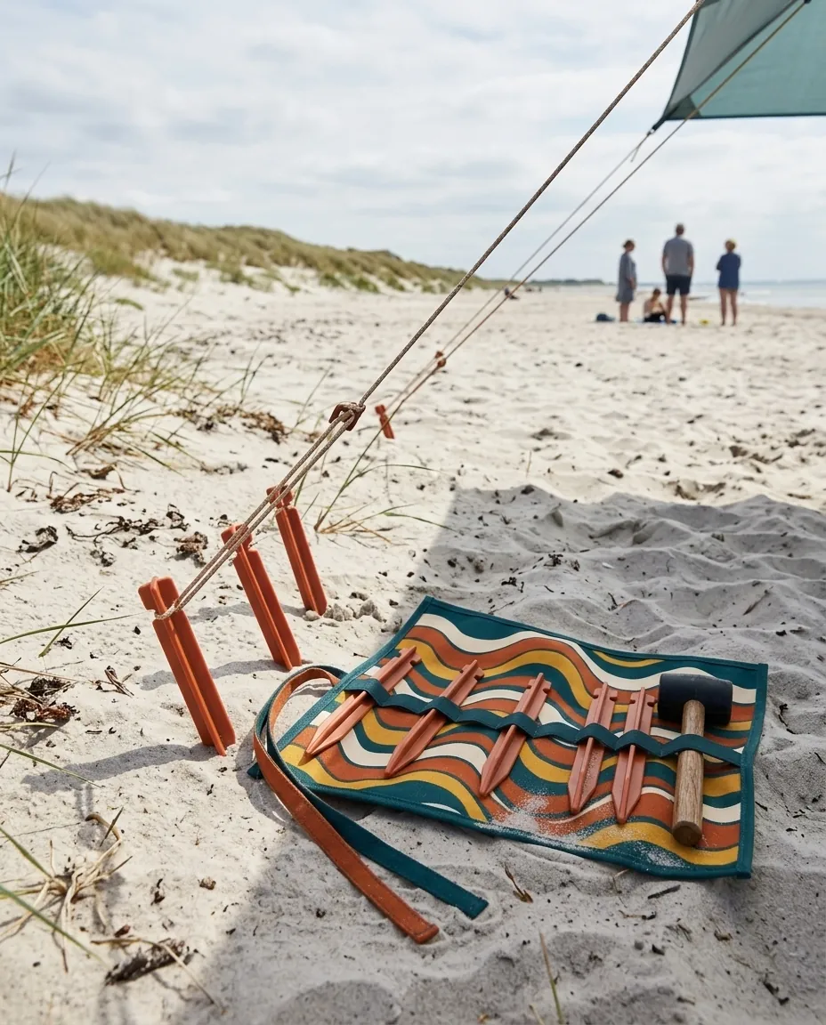 Swell Peg & Mallet Kit set up on the beach