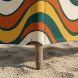 Swell Windbreak, 4 Poles, close-up of the print and stitching