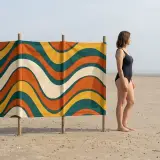 Swell Windbreak, 4 Poles next to an adult for size