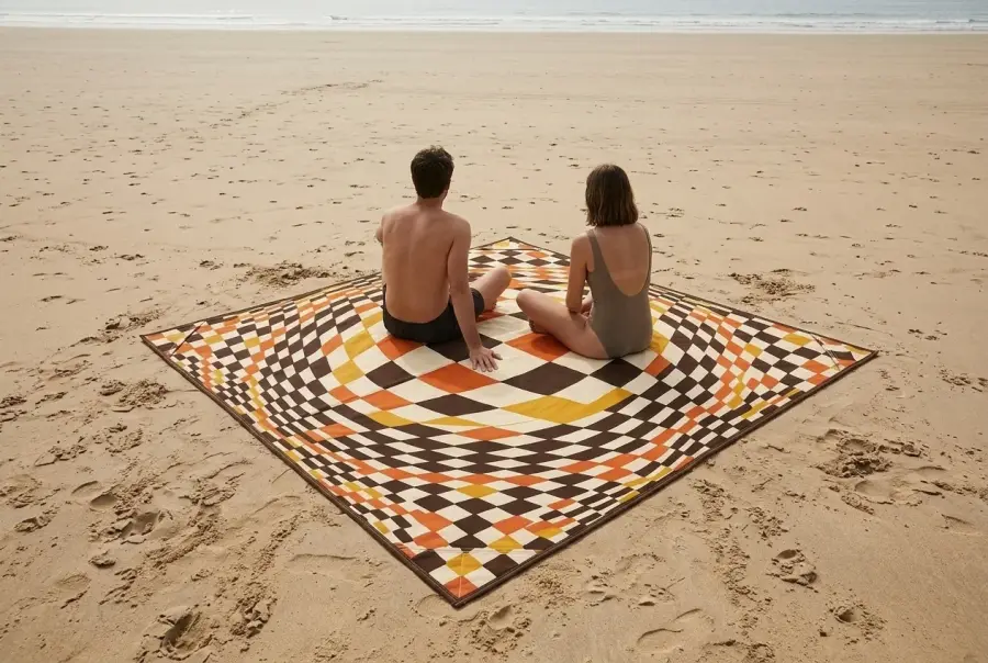 Warp Beach Blanket next to an adult for size