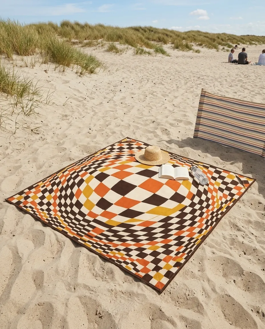 Warp Beach Blanket set up on the beach