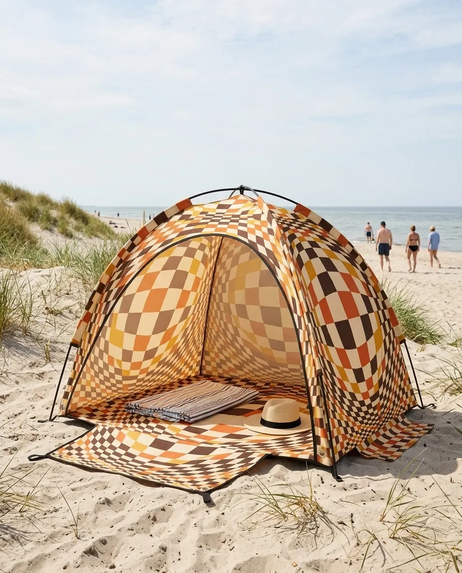 Warp Beach Shelter set up on the beach