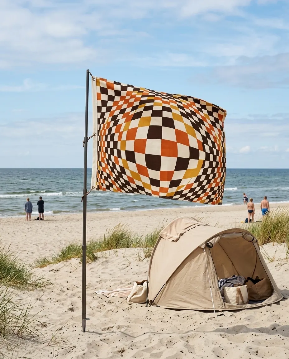 Warp Camp Flag set up on the beach