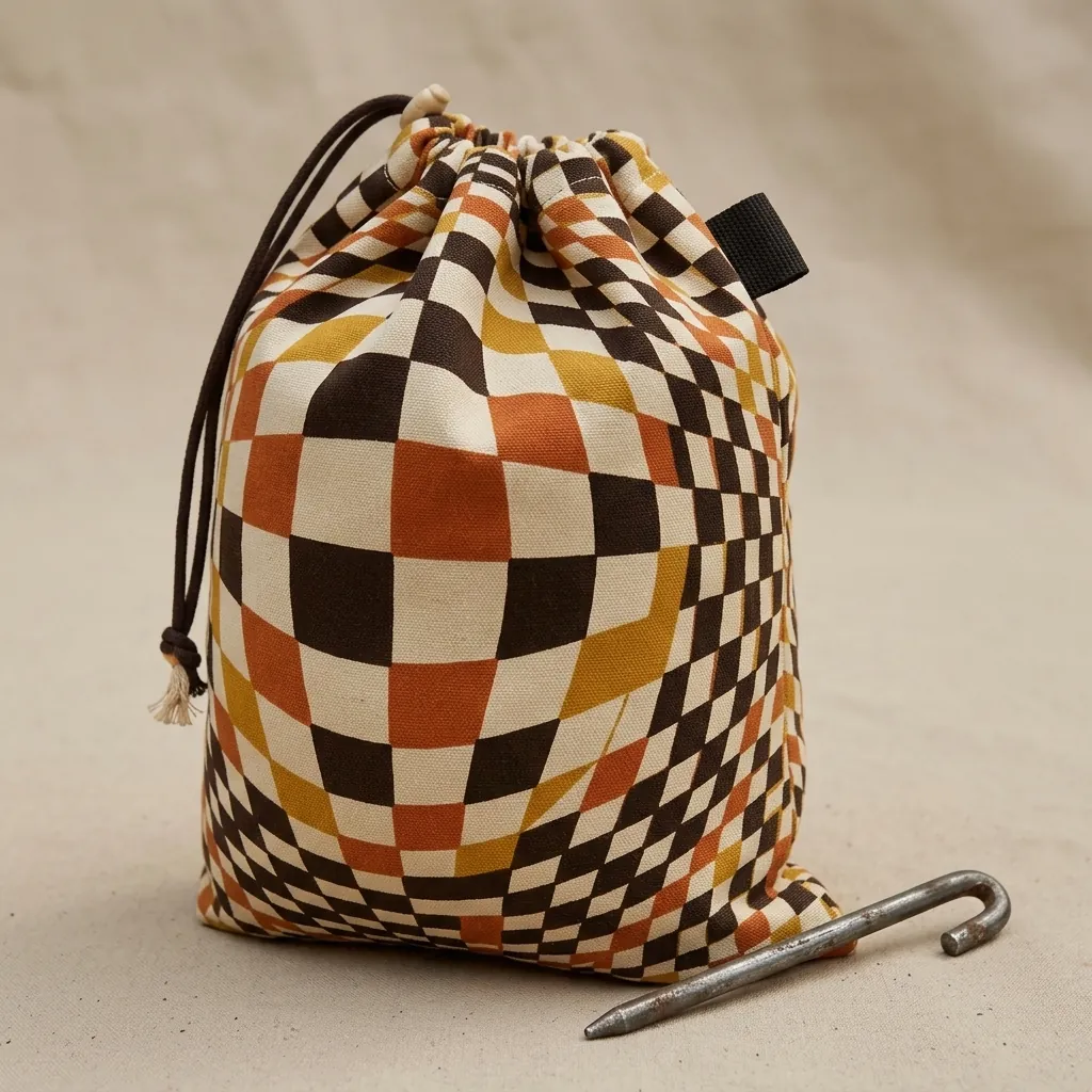 Warp Sandbag Set of 6, close-up of the print and stitching
