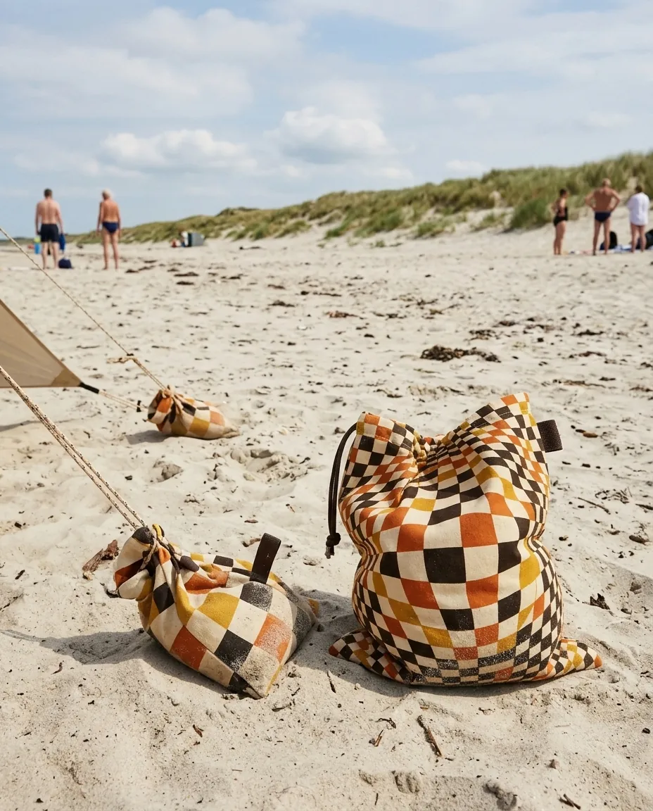 Warp Sandbag Set of 6 set up on the beach